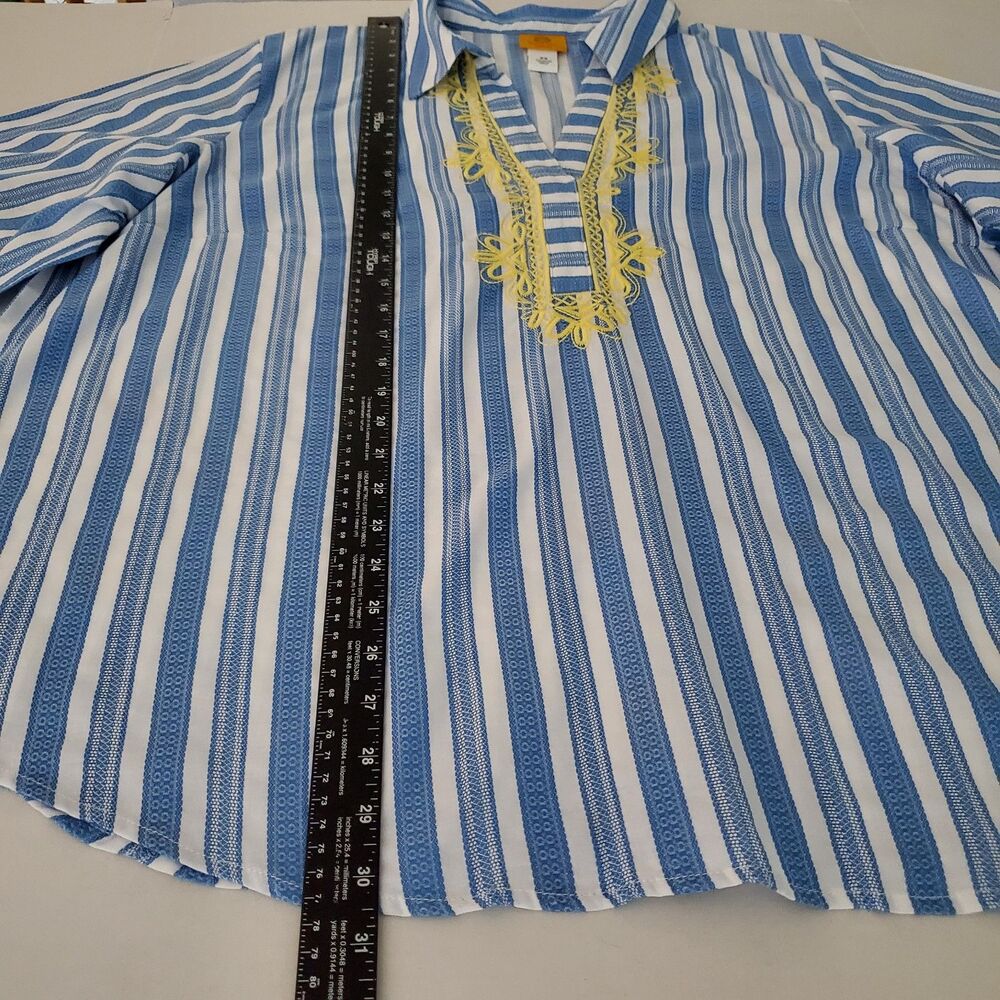 Ruby Rd 2x Plus Boho Striped Embroidered V-Neck T… - image 6